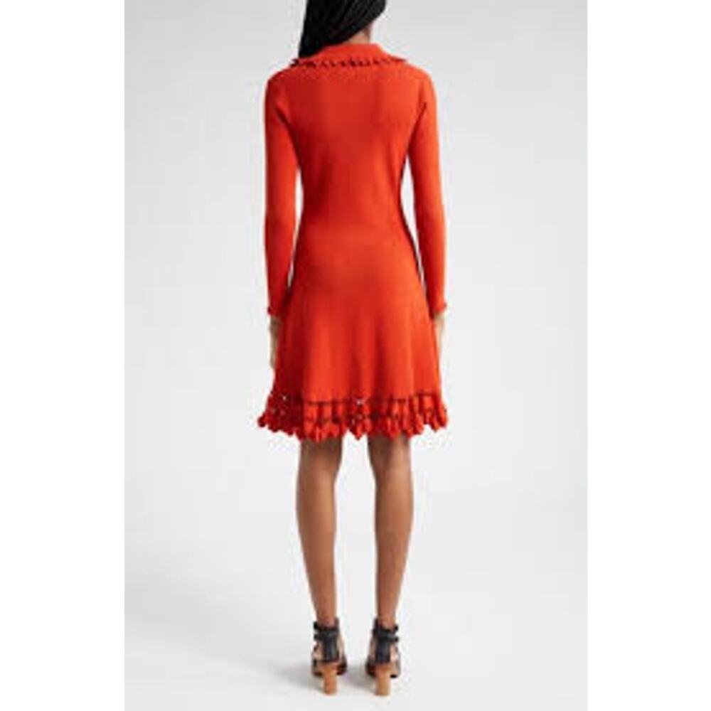 Ulla Johnson Cybil Tulip-Edge Rib Knit Mini Dress Carnelian Size M NWT - Picture 8 of 10